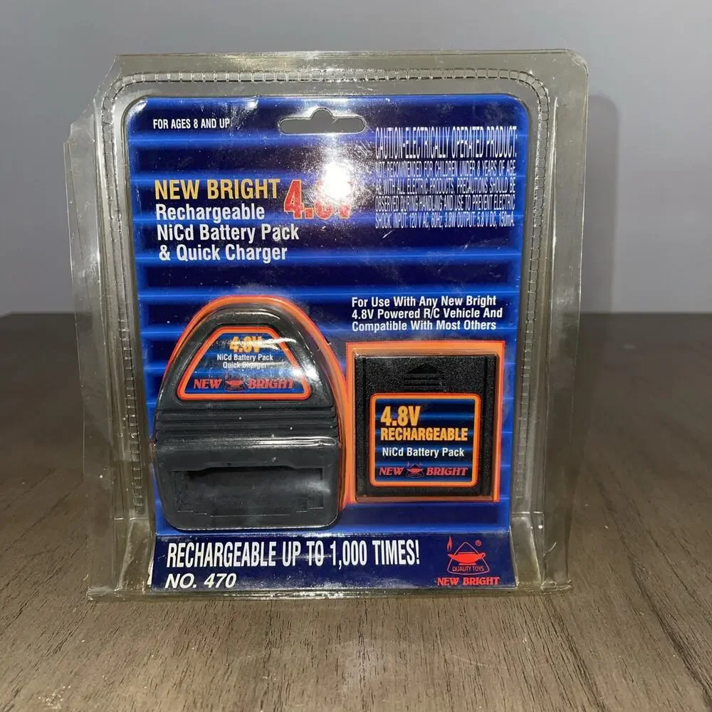 VINTAGE NEW BRIGHT 4.8v NiCd RC BATTERY & CHARGER – Works with most Tyco RCs